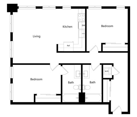 Amara Apartments in Portland, Oregon B2 Floor Plan